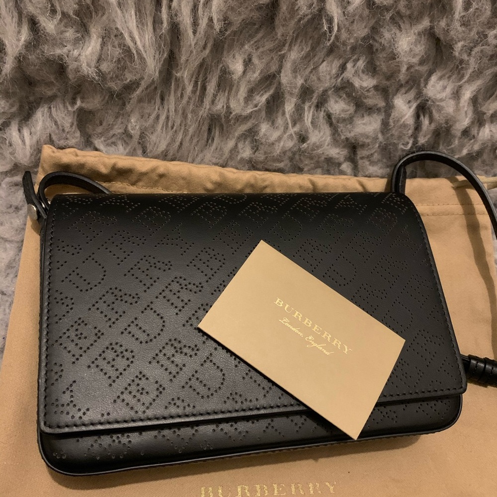Burberry perforated leather crossbody bag